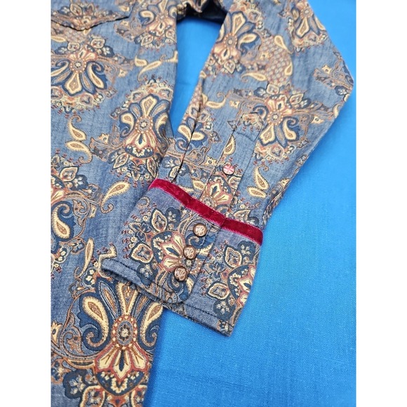 2OH Threads Paisley Western Shirt Old Hippies Snap Blouse 2 OH Large - Picture 5 of 12